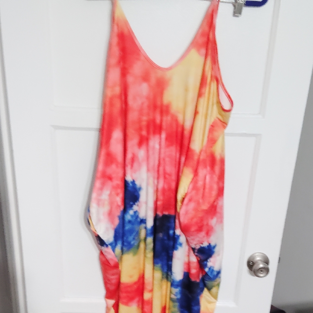 Colorful Tie-Dye Sleeveless Dress